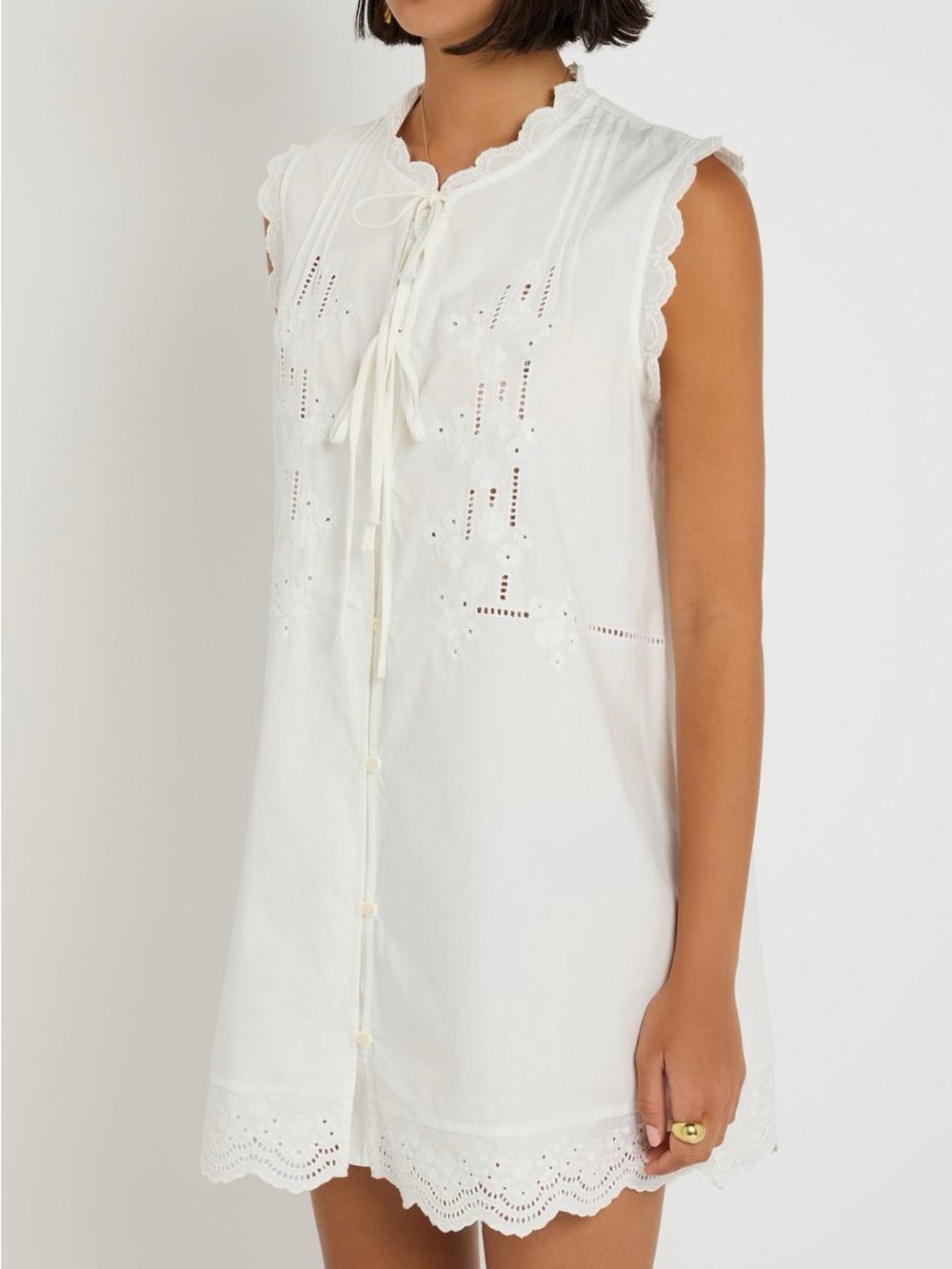Damson Madder Blondey Broderie-Anglaise Cotton Mini Dress